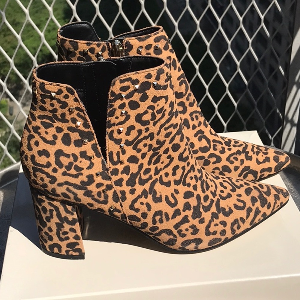 Marc Fisher Client Leopard Print Suede Booties